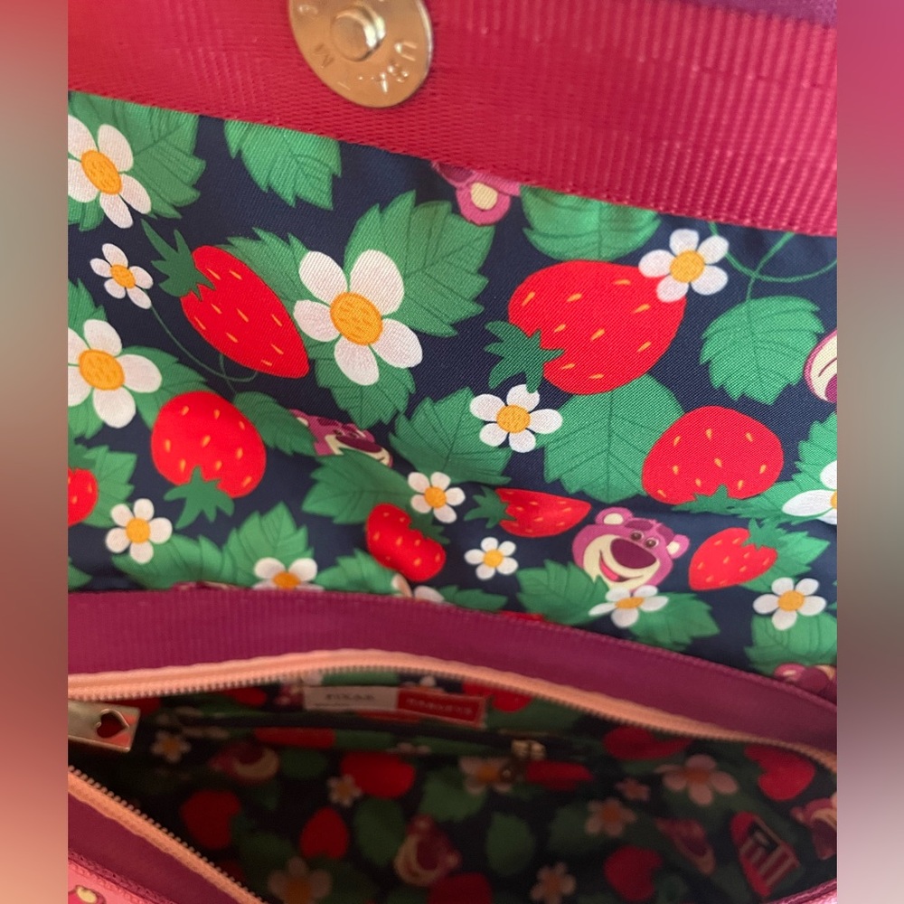Disney Harveys Lotso Berry Foldover Crossbody Bag with Click n Go Keychain - Picture 6 of 8